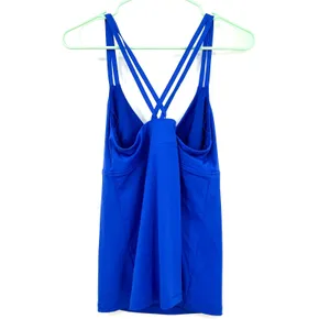 Athleta size Large blue tank top built in bra strappy‎ athletic athleisure thumbnail 2