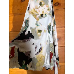 NWT Lulus Inspired Aura White Multi Abstract Print Cowl Midi Dress Gala Size S thumbnail 4
