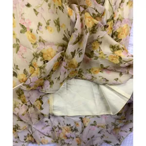 Lulus Yellow Floral Chiffon Ruffle Maxi Dress Sleeveless High Low V-Neck Small thumbnail 4