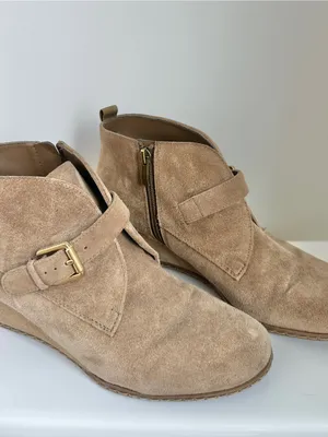 Franco Sarto Amerosa Buckle Wedge Bootie Tan Suede Size 9 thumbnail 3
