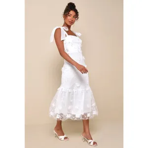 Lulus Divinely Adored White Embroidered Floral Midi Dress XS NWOT thumbnail 2