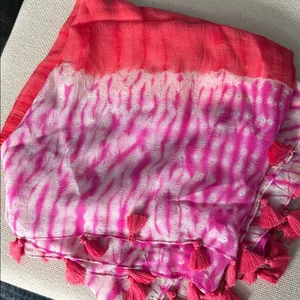 Pink and Red tie dye tassel Scarf thumbnail 3