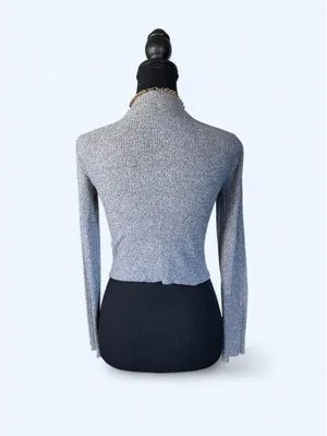 Vintage Y2K Ambiance Ribbed Mock Neck Crop Top Coastal Old Money Size Small 🤍 thumbnail 3