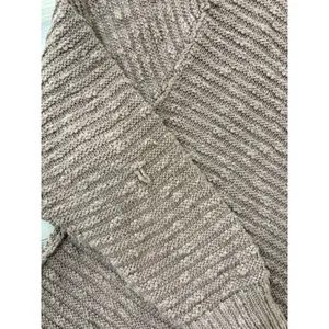 Free People Textured Knit Sweater Brown Oversized Slouchy Pullover Women’s Large thumbnail 3