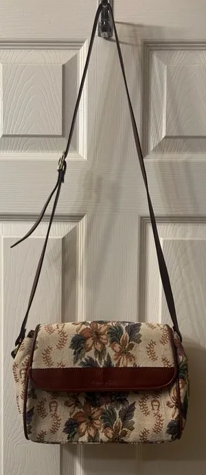 Etienne Aigner Floral Tapestry rare Crossbody with Brown Trim thumbnail 1
