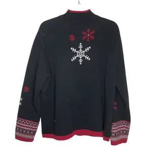 BRECKENRIDGE Christmas Holiday Snowflake Zip Sweater Heavy Cotton Knit Size XL thumbnail 8