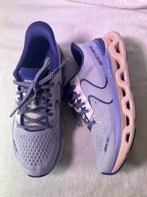 Skechers Glide-Step Athletic Shoes in Lavender and Light Pink thumbnail 6