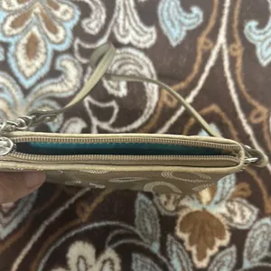 Coach Tan and Cream Wristlet with Textured Leather thumbnail 4