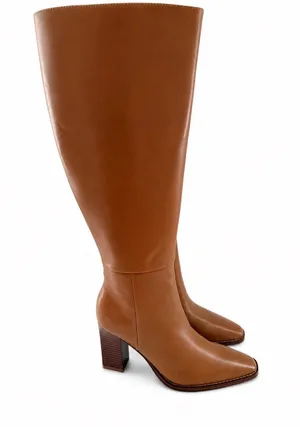 Nine west zazz knee high boots dark natural tan size 6 Wide calf thumbnail 1