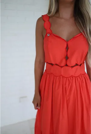Boutique Cutout Midi Dress Red thumbnail 2