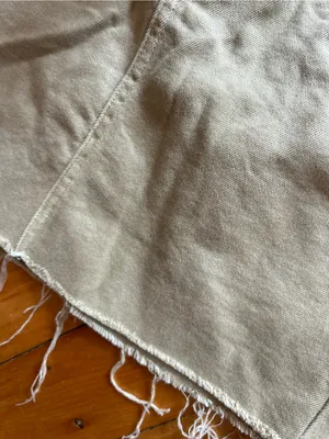 Free People Womens Corsette Skirt Sz 4 Tan Denim Mini Buckle Back Boho Raw Hem thumbnail 4
