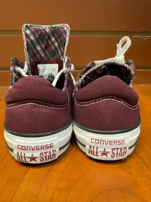 Converse All Star Burgundy Plaid Low Top Sneakers Women’s 6 thumbnail 6