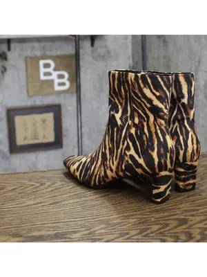 NWT A New Day Block Heel Ankle Boots 94568629 Tiger Print Brown Multi 8.5M thumbnail 3
