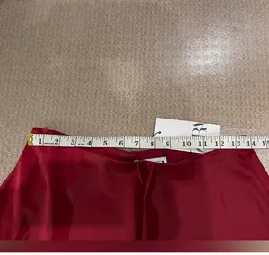 Zara A-line Burgundy Satin Midi Skirt Size S thumbnail 4