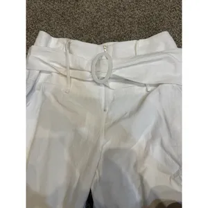 Noracora Pants Womens Extra Large White‎ Cropped High Rise Belted thumbnail 2