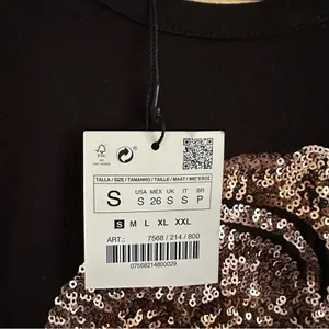 NWT Zara Women’s T-shirts Floral Sequins Black Sleeveless Size S thumbnail 2