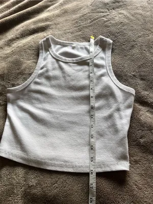 Back To Basics Everyday White Ribbed Tank Top Women’s Sz M GUC thumbnail 5