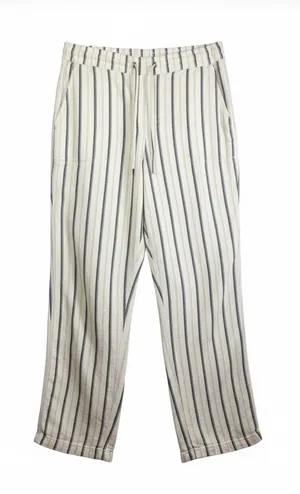 Per Se Women's Linen Blend Striped Pull-On Drawstring Trousers thumbnail 1