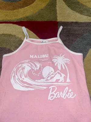 Malibu Barbie Light Pink High Neck Ribbed Tank Top Kids XL Fits XS an Junior’s thumbnail 2