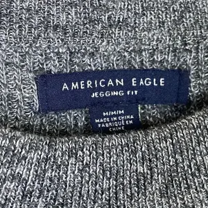 American Eagle Grey & Tan Striped Knit Crewneck Jegging Fit Sweater Size M thumbnail 3