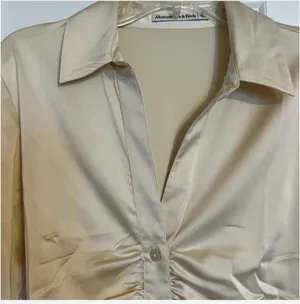 Abercrombie & Fitch Cream Satin Blouse thumbnail 3