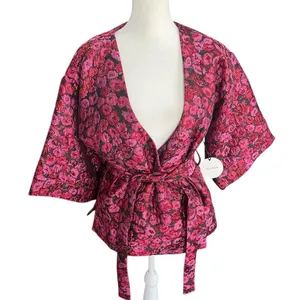Tularosa Rory Deep Magenta Metallic Jacquard Wrap Top XS NWT Revolve thumbnail 2