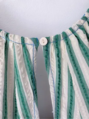 Free People Bop Around Green Cream Stripe Romper size medium thumbnail 11