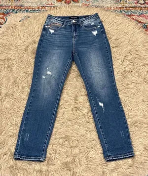 Judy Blue embroidered rainbow straight fit jeans size 5/27 thumbnail 1