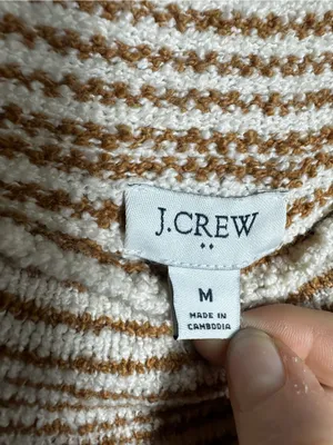 308. J. Crew- Striped Cream and Camel Stripes Mock Neck Sweater Top thumbnail 2