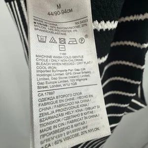 Banana Republic Dress Women's Medium Square Neck Knit Midi Black White Stripe thumbnail 10