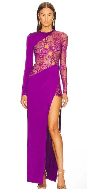 Michael Costello X Revolve Hillary Lace Gown In Purple thumbnail 1