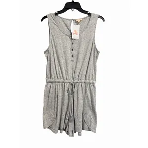 Hem and Thread Romper Size Large Button Front V Neck Short‎ Sleeve Gray #BBB12-1 thumbnail 8