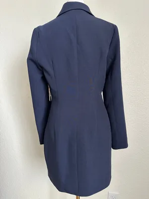 SUPERDOWN NWT Madeline Blazer Double Breasted Blazer Dress in Navy Gold Sz. S thumbnail 4