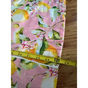Pink Lemon Print Pajama Set Button Down Long Sleeve Pants Small thumbnail 10