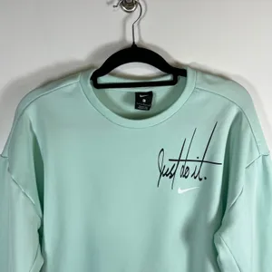 Nike Womens‎ Just Do It Script Logo Sweatshirt Mint Green Drop Shoulder Large thumbnail 2
