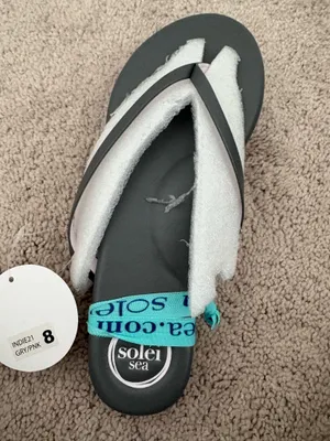 Solei Sea Women's Size 8 In Grey and Pink Flip Flops thumbnail 6