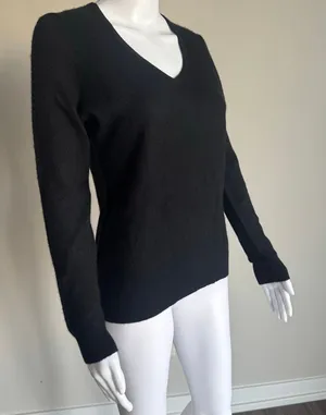 Charter Club 100% Cashmere V-Neck Sweater CBK Style Black thumbnail 1