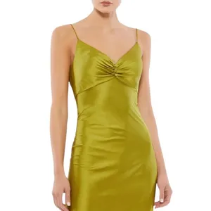 Mac Duggal NEW Size 0 Apple Green Spaghetti Strap Charmeuse Slip Dress 70167 thumbnail 2