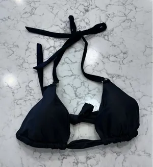 NWOT Quince Black Italian Full Coverage Ring Triangle Bikini Top Size Medium thumbnail 1