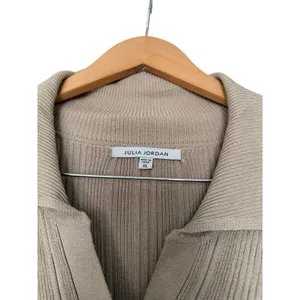 Julian Jordan Sweater Dress in Taupe Size XL Collared Long‎ Sleeve Ribbed thumbnail 4
