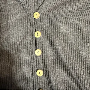 Zara Black Button-Up Women's Short Sleeve Ribbed Knit Button Henley Top Small thumbnail 2