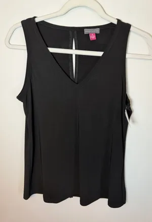 Vince Camuto Women's Black Vneck Stretchy She'll Tank XS NWT thumbnail 1