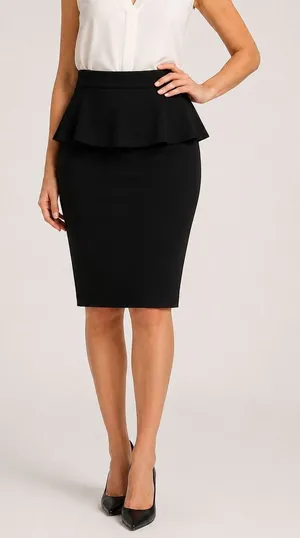Alice + Olivia Employed Black Peplum‎ Pencil Skirt Size 6 Silk Lining thumbnail 1