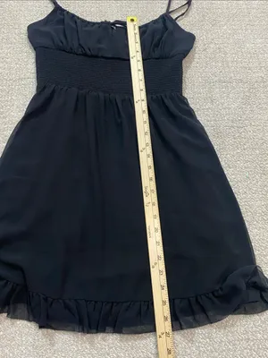 Aritzia Wilfred Black Smocked Mini Dress with Ruffle Hem Size M thumbnail 10
