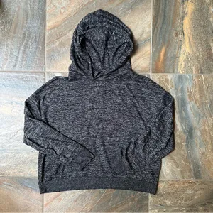 Gap Softspun Crop Hoodie Women’s Size Large Black Marl thumbnail 7