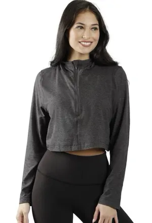 90 Degrees by Reflex NWT XXL Half Zip Pullover Charcoal Crop Hoodie Women’s Athletic thumbnail 1