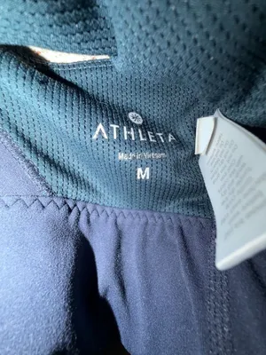 Athleta Sports Bra Size M Dark Teal Blue Cross Back Crop Top thumbnail 2