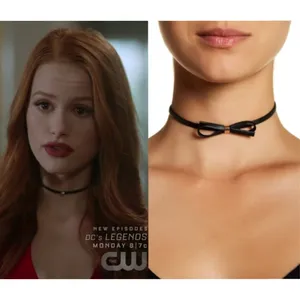 new ๑ aso TV’s Riverdale ๑ Leather Bow Choker ๑ Black Gold ๑ 2 Ways to Wear ๑ thumbnail 6