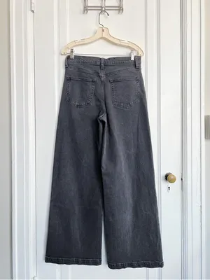 GAP • High Rise Stride Wide-Leg Jeans in Washed Black trouser regular inseam thumbnail 13