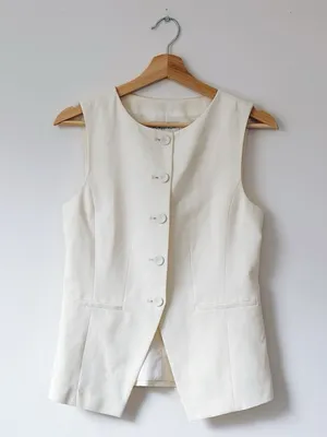 Nordstrom Women’s Cutaway Linen Vest Ivory Tofu thumbnail 3